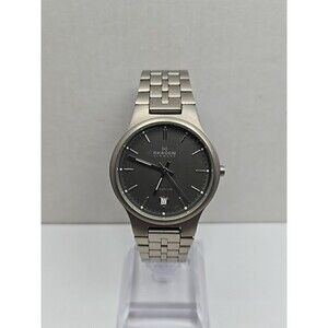 Skagen 105LTXB Titanium Gray Date Ultra Slim Gunmetal Mens Watch New Battery